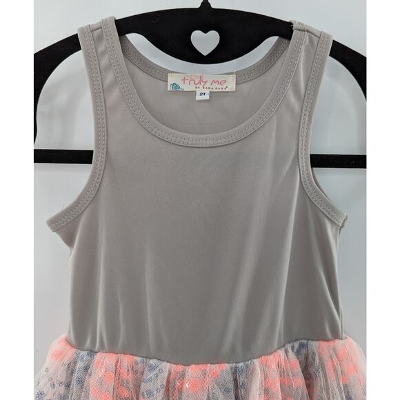 Girls Tulle Dress Pink Grey Truly Me by Sara Sara Size 2T - Picture 3 of 7